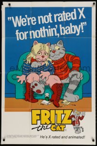 2p320 FRITZ THE CAT 1sh 1972 Ralph Bakshi sex cartoon, he's x-rated and animated, from R. Crumb!