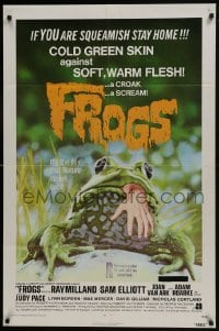 2p321 FROGS 1sh 1972 great horror art of man-eating amphibian, if you are squeamish stay home!