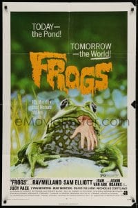 2p322 FROGS 1sh 1972 great horror art of man-eating amphibian, today the pond - tomorrow the world!