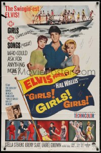 2p341 GIRLS GIRLS GIRLS 1sh 1962 Elvis Presley, Stella Stevens & boat full of sexy girls!