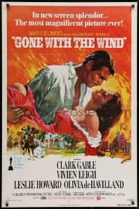 2p353 GONE WITH THE WIND 1sh R1974 Terpning art of Gable carrying Leigh over burning Atlanta!