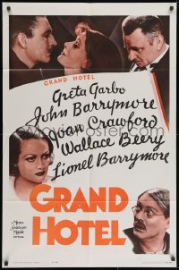 2p358 GRAND HOTEL 1sh R1962 Greta Garbo, John & Lionel Barrymore, Joan Crawford, Wallace Beery!