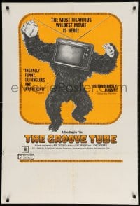 2p365 GROOVE TUBE 1sh 1974 Chevy Chase, like TV's Saturday Night Live, wild image of gorilla w/tv!