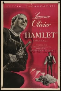 2p376 HAMLET 1sh R1953 Laurence Olivier in William Shakespeare classic, Best Picture winner!