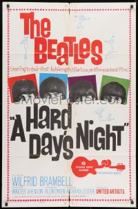 2p381 HARD DAY'S NIGHT 1sh 1964 The Beatles in their first film, rock & roll classic!