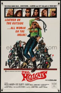 2p401 HELLCATS 1sh 1968 wild art of female biker who is leather on the outside but all woman!