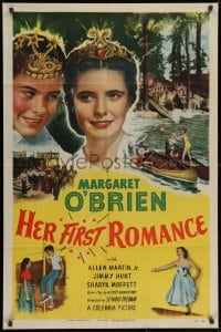 2p405 HER FIRST ROMANCE 1sh 1951 cute grown up Margaret O'Brien wearing tiara!