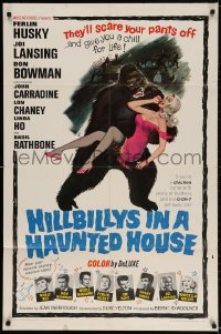 2p413 HILLBILLYS IN A HAUNTED HOUSE 1sh 1967 country music, art of wacky ape carrying sexy girl!