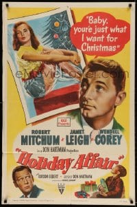 2p417 HOLIDAY AFFAIR style A 1sh 1949 sexy Janet Leigh is what Robert Mitchum wants for Christmas!