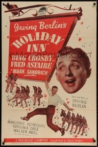2p418 HOLIDAY INN style A 1sh R1949 Fred Astaire, Bing Crosby, Marjorie Reynolds, Irving Berlin musical!