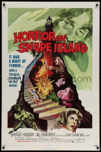 2p428 HORROR ON SNAPE ISLAND 1sh 1972 a night of pleasure becomes a night of terror, lighthouse art