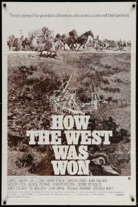 2p437 HOW THE WEST WAS WON 1sh R1970 John Ford epic, Debbie Reynolds, Gregory Peck & all-star cast!