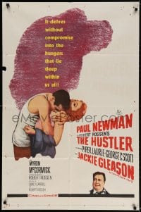 2p441 HUSTLER 1sh 1961 pool pros Paul Newman & Jackie Gleason, plus sexy Piper Laurie!