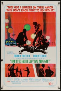 2p453 IN THE HEAT OF THE NIGHT 1sh 1967 Sidney Poitier, Rod Steiger, Warren Oates, cool crime art!