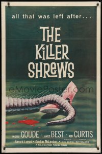 2p500 KILLER SHREWS 1sh 1959 classic horror art of all that was left after the monster attack!