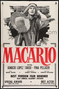 2p552 MACARIO 1sh 1961 cool art of Igancio Lopez Tarso carrying wood by E. Caleril!