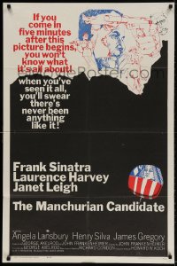 2p571 MANCHURIAN CANDIDATE 1sh 1962 cool art of Frank Sinatra, directed by John Frankenheimer!