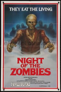 2p627 NIGHT OF THE ZOMBIES 1sh 1984 the creeping dead devour the living flesh, cool Thompson art!