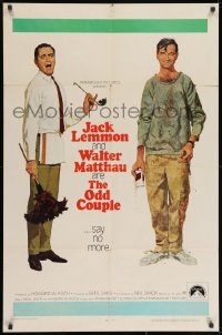 2p639 ODD COUPLE 1sh 1968 art of best friends Walter Matthau & Jack Lemmon by Robert McGinnis!