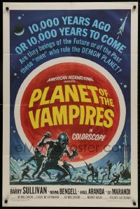 2p677 PLANET OF THE VAMPIRES 1sh 1965 Mario Bava, beings of the future, great Reynold Brown art!