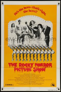 2p749 ROCKY HORROR PICTURE SHOW style B 1sh 1975 Tim Curry is the hero, wacky cast portrait!
