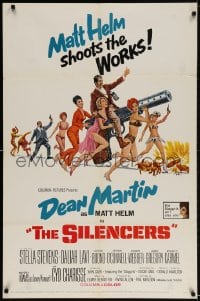 2p791 SILENCERS 1sh 1966 outrageous sexy phallic art of Dean Martin & Slaygirls by Brian Bysouth!