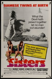 2p796 SISTERS 1sh 1973 Brian De Palma, Margot Kidder is a set of conjoined twins!