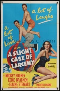 2p806 SLIGHT CASE OF LARCENY 1sh 1953 Mickey Rooney, Eddie Bracken & sexy bad girl Elaine Stewart!
