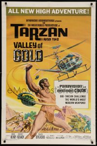 2p869 TARZAN & THE VALLEY OF GOLD 1sh 1966 art of Henry tossing grenades at baddies by Reynold Brown!