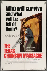 2p887 TEXAS CHAINSAW MASSACRE 1sh 1974 Tobe Hooper cult classic slasher horror, Bryanston!
