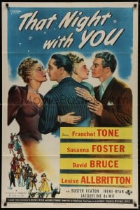 2p888 THAT NIGHT WITH YOU 1sh 1945 Franchot Tone, Susanna Foster, David Bruce, Louise Allbritton!