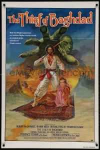 2p893 THIEF OF BAGHDAD 1sh 1979 cool art of top stars on flying carpet + genie!