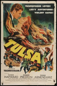 2p918 TULSA 1sh 1949 Susan Hayward, Robert Preston, tempestuous loves, violent hates!