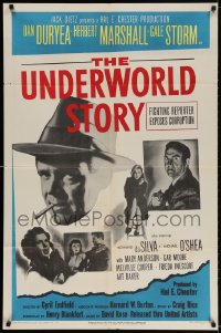 2p931 UNDERWORLD STORY 1sh 1950 Dan Duryea, Herbert Marshall, Gale Storm, cool newspaper design!