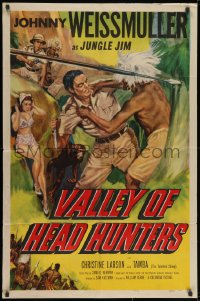 2p936 VALLEY OF HEAD HUNTERS 1sh 1953 Johnny Weismuller as Jungle Jim fights natives!