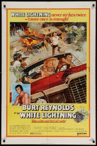 2p966 WHITE LIGHTNING 1sh 1973 cool different art of moonshine bootlegger Burt Reynolds!