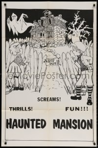 2p968 WHO KILLED DOC ROBBIN 1sh R1973 children hiding from scary house, ghost, Haunted Mansion!