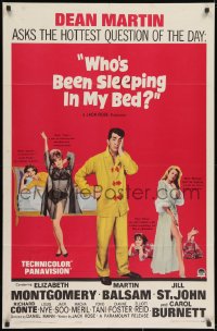 2p969 WHO'S BEEN SLEEPING IN MY BED 1sh 1963 Dean Martin puts it on the line with four sexy babes!