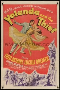2p990 YOLANDA & THE THIEF 1sh 1945 great art of Fred Astaire dancing with sexy Lucille Bremer!