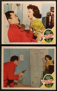 2r863 CAUSE FOR ALARM 2 LCs 1950 Loretta Young, Barry Sullivan, Cowling, directed by Tay Garnett