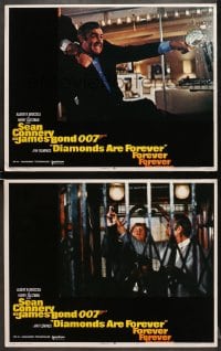2r874 DIAMONDS ARE FOREVER 2 LCs 1971 Sean Connery as James Bond 007 being attacked in both!