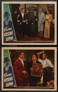2r881 ENTER ARSENE LUPIN 2 LCs 1944 cool close up image of Charles Korvin in title role!