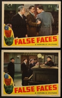 2r883 FALSE FACES 2 LCs 1943 George Sherman mystery, Stanley Ridges, Bill Henry, Rex Williams!