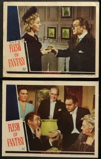 2r887 FLESH & FANTASY 2 LCs 1943 portraits of Edward G. Robinson, Barbara Stanwyck & top cast!