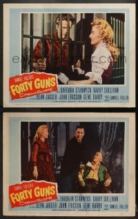 2r892 FORTY GUNS 2 LCs 1957 Samuel Fuller, great images of Barbara Stanwyck & Barry Sullivan!