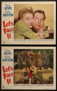 2r920 LET'S FACE IT 2 LCs 1943 great images of uniformed Bob Hope, Betty Hutton, Joe Sawyer!