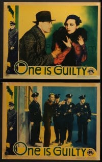 2r943 ONE IS GUILTY 2 LCs 1934 detective Ralph Bellamy with sexy Rita La Roy, Lambert Hillyer!