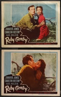 2r963 RUBY GENTRY 2 LCs 1953 sleazy bad girl Jennifer Jones, Charlton Heston, directed by King Vidor