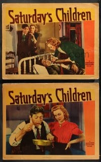 2r964 SATURDAY'S CHILDREN 2 LCs 1940 John Garfield, Anne Shirley, Claude Rains, Roscoe Karns!