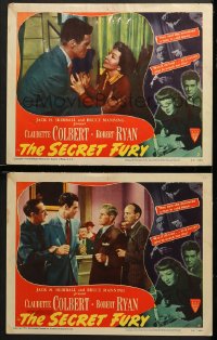 2r966 SECRET FURY 2 LCs 1950 Claudette Colbert, Robert Ryan, murder mystery directed by Mel Ferrer!